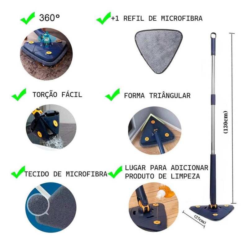 Kit Mini MOP Limpeza Cozinha e MOP Esfregão Casa